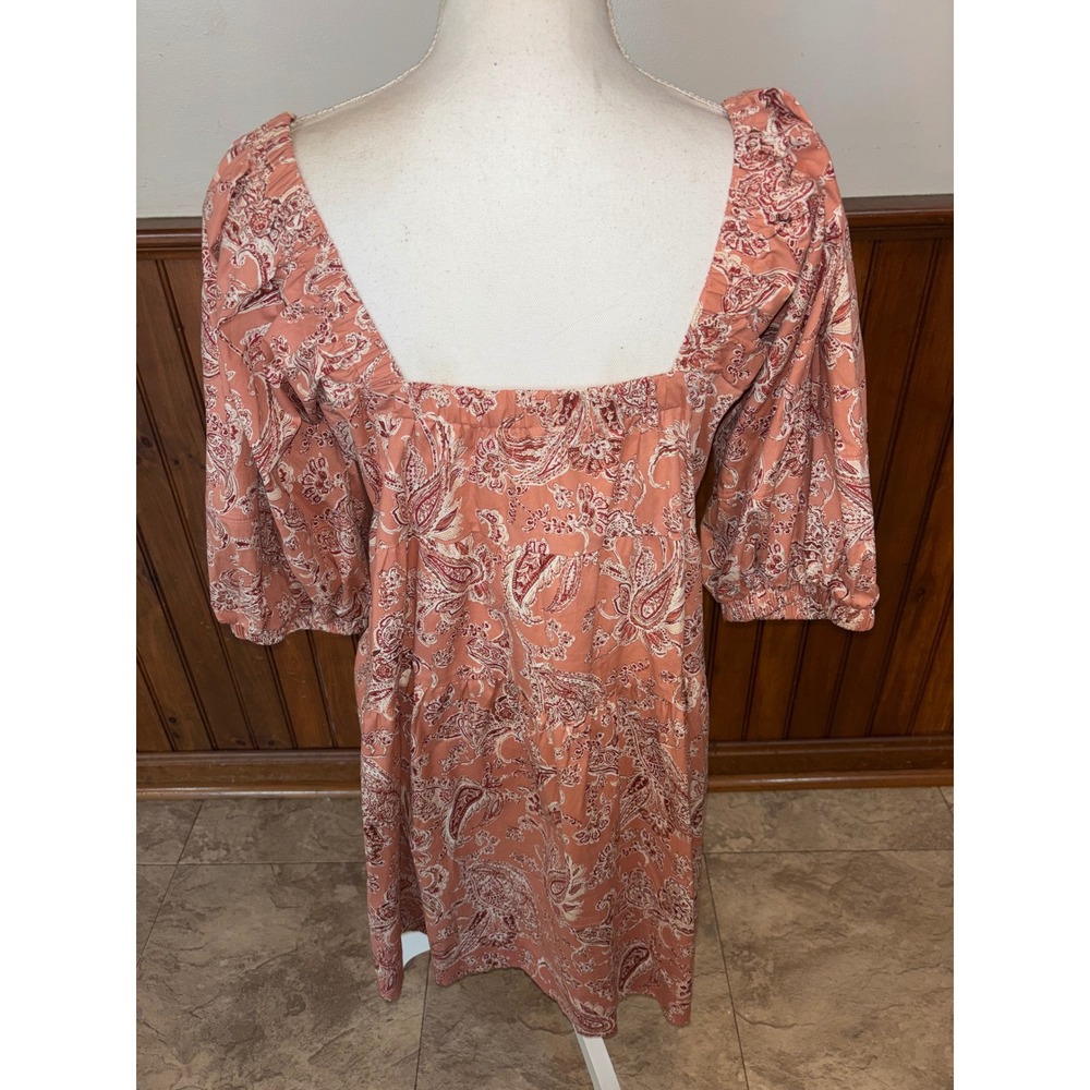 Mustard Seed Womens Blush Pink Floral Paisley Square Neck Babydoll Dress Medium - Picture 5 of 11